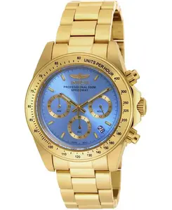 Женские кварцевые часы-хронограф Speedway 18256 со светло-голубым циферблатом Invicta, gold