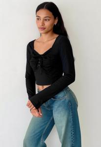 Топ с длинными рукавами и бантом TRUEDAMES, черный