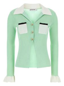 Кардиган в рубчик Self-Portrait, зеленый