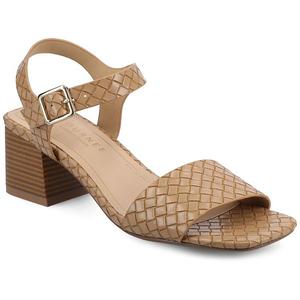 Женские сандалии Shaina на блочном каблуке с ремешком на щиколотке Journee, Tan Woven