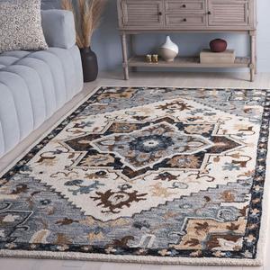 SAFAVIEH Heritage Collection ковер, 153 x 244 см, Ivory & Grey, традиционный восточный дизайн, ручной работы из шерсти, идеально для гостиной, спальни, столовой (HG552F-5)