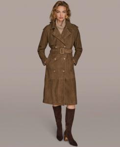 Женский двубортный тренч с поясом Donna Karan New York, Brown