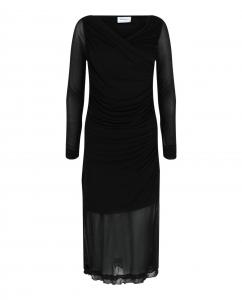 Женское мини-платье с длинными рукавами и рюшами, черное Salvatore Ferragamo, черный