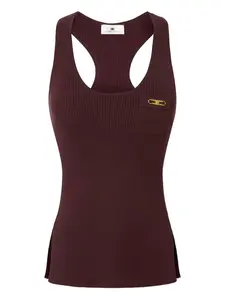 Майка в рубчик с нагрудным карманом Elisabetta Franchi, красный