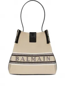 Ведро-сумка с полосатой отделкой Balmain, нейтральный