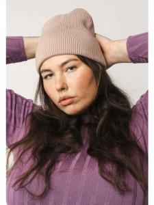 MELA Вязаная шапка в рубчик в стиле KALI, розового цвета