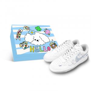 Мужские низкие кожаные износостойкие дышащие скейтбордистские кроссовки Nike, белый синий