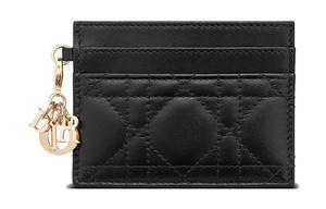 DIOR Женский картхолдер Lady Wicker Pattern Sheepskin черный