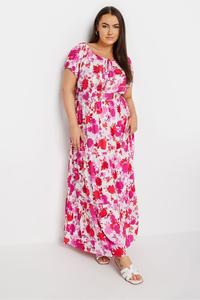 Платье макси в стиле бохо с вырезом бардо Yours, розовый
