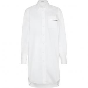 Белая рубашка с длинными рукавами и воротником Brunello Cucinelli