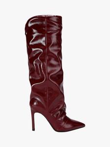 Французские лаковые гофрированные ботинки до колена KG Kurt Geiger, Wine