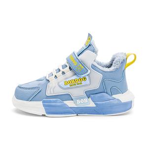 Нескользящие и износостойкие водостойкие теплые низкие детские кроссовки для повседневной носки BOBDOG, серый/синий