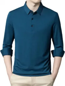 Мужская хлопковая поло с длинным рукавом