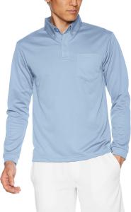 Мужская рубашка-поло с длинным рукавом Glimmer 00314-ABL, с карманом, материал DRY, застежка на пуговицы спереди, плотность ткани 4,4 унции, светло-синий