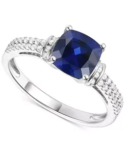 Кольцо-Подушка с аметистом (1-1/3 карата tw) и выращенным в лаборатории белым сапфиром (1/4 карата tw) из стерлингового серебра с 14-каратным золотом (также с другими драгоценными камнями) Macy'S, sapphire