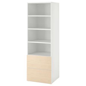 Книжный шкаф SMÅSTAD/PLATSA IKEA, 60x57x181 см, цвет white birch
