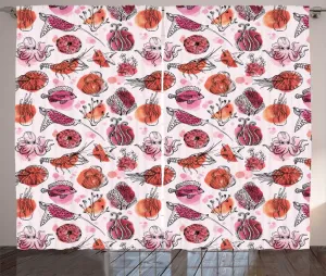 Штора ABAKUHAUS Под морем, кляксы Обитатели океана, универсальные ленточные шторы для гостиной с петлями и крючками, 280 x 225 см, цвет: жженая сиена розовая Abakuhaus