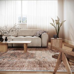 Ковер nuLOOM, 153 x 244 см,  Meyden с каймой, машинная стирка, для гостиной, спальни, столовой, rust