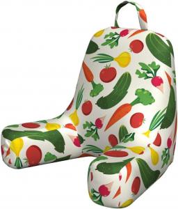 Наволочка для подушки для чтения Ambesonne с изображением овощей, мультяшная композиция из маринованных огурцов, лука и помидоров на кремовом фоне, мягкая, без наполнителя, размер S, разноцветная., Multicolor