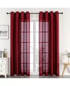 Домашняя жизнь, двухкомпонентная легкая базовая прозрачная верхняя штора с люверсами Kate Aurora, burgundy