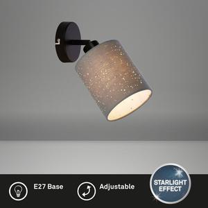 Настенный точечный светильник BRILONER LEUCHTEN STOFA, 25 Вт, IP20, серо-черный, металлическая ткань, без 1x E27, Ø 13 см.