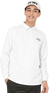 Мужская поло-рубашка с длинным рукавом Callaway C25233114, на флисовой подкладке, термобелье, полосатый узор, теплая, для игры в гольф, белый