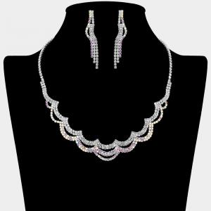 Многослойное ожерелье с гребешками, украшенное стразами Fashnzfab, Ab, Silver