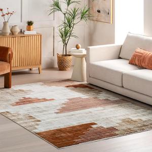 Круглый ковер 196 x 196 см nuLOOM с бахромой для помещений, power loomed, легко чистится, прочный, не линяет, Vanita Rust