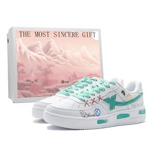 XTEP Кроссовки Air Force One Slip с низким верхом и амортизацией для скейтбординга, женские, белые, зеленые