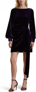Женское коктейльное платье из бархата с завязками спереди Lauren Ralph Lauren, Violet Gem Velvet