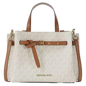 MICHAEL KORS Эмилия Текстильная Сумка на Одно Плечо Маленькая Женская Ванильная и Коричневая