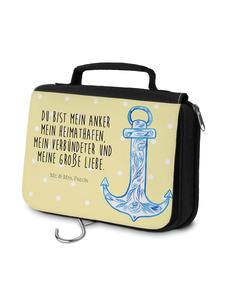 Mr. & Mrs. Panda Косметичка синего цвета с якорем и надписью пастельно-желтого цвета