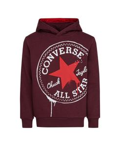 Детская толстовка Converse Spray Hoodie с длинными рукавами, красная, с графическим принтом, хлопковая, GBO177