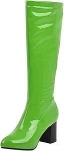 Женские высокие ботинки до колена с массивным каблуком, заостренным носком и высоким каблуком, сексуальные высокие ботильоны Generic, Green