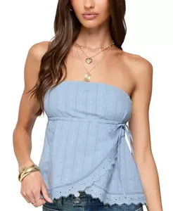 Полосатый топ без бретелей Narnie с запахом Edikted, синий