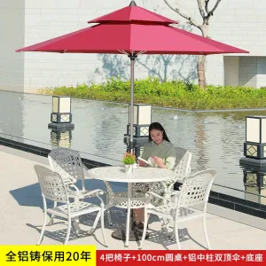 Комплект садовой мебели Green Water: 4 стула, стол круглый 100 см + зонт, белый