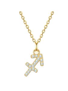 Glanzstücke München Колье со знаком зодиака Рыбы из стерлингового серебра с цирконами в оправе из желтого золота