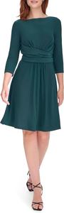 Женское трикотажное мини-платье Tommy Hilfiger с рукавами 3/4 и вырезом-лодочкой, облегающее и расклешенное, Cypress