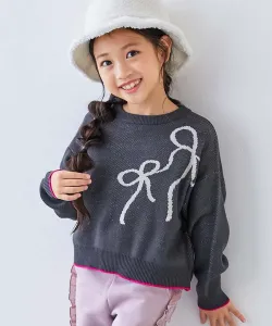 Многоразовый жаккардовый вязаный свитер для девочек, различные модели, осень-зима 2025 Devirock, цвет 002-Ribbon-Sumikuro