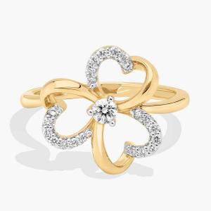 Кольцо с бриллиантом в форме лепестка сердца из желтого золота 14 карат (1/4 карата) Blue Nile