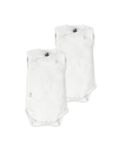 Комплект из 2 белых хлопковых детских боди без рукавов Cambrass, белый