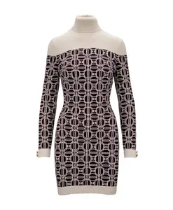 Короткое вязаное платье с высоким воротником Elisabetta Franchi, фиолетовый