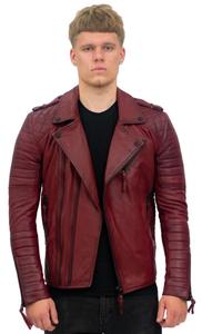 Байкерская куртка узкого кроя из кожи brando с двойной молнией cairo Infinity Leather, бургундия