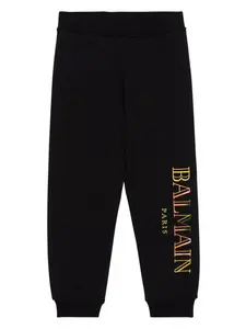 Спортивные брюки с вышитым логотипом Balmain Kids, черный