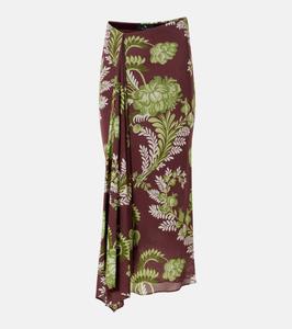 Юбка миди с цветочным принтом и драпировкой Etro, цвет print on brown base