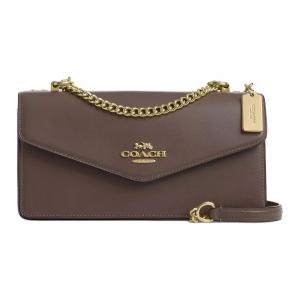 Кожаный конверт klare, сумка через плечо, кроссбоди medium women's dark brown COACH, Set (Bag+Dust Bag)