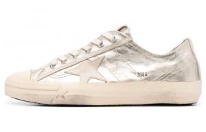 Кроссовки кожаные Golden Goose V-Star, кремово-серебряный