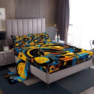 Erosebridal Комплект постельного белья Hippie Hip Hop с абстрактным принтом из микрофибры, Yellow