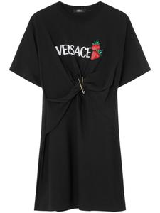 Versace платье мини с логотипом, черный