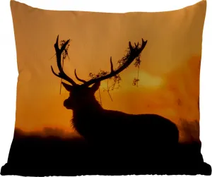 Подушка для улицы Олень (оранжевая) - вырезанный из бумаги рисунок - животные - природа - 50 x 50 см - водонепроницаемая - подушка для отдыха - удобная - подушка с изображением MuchoWow